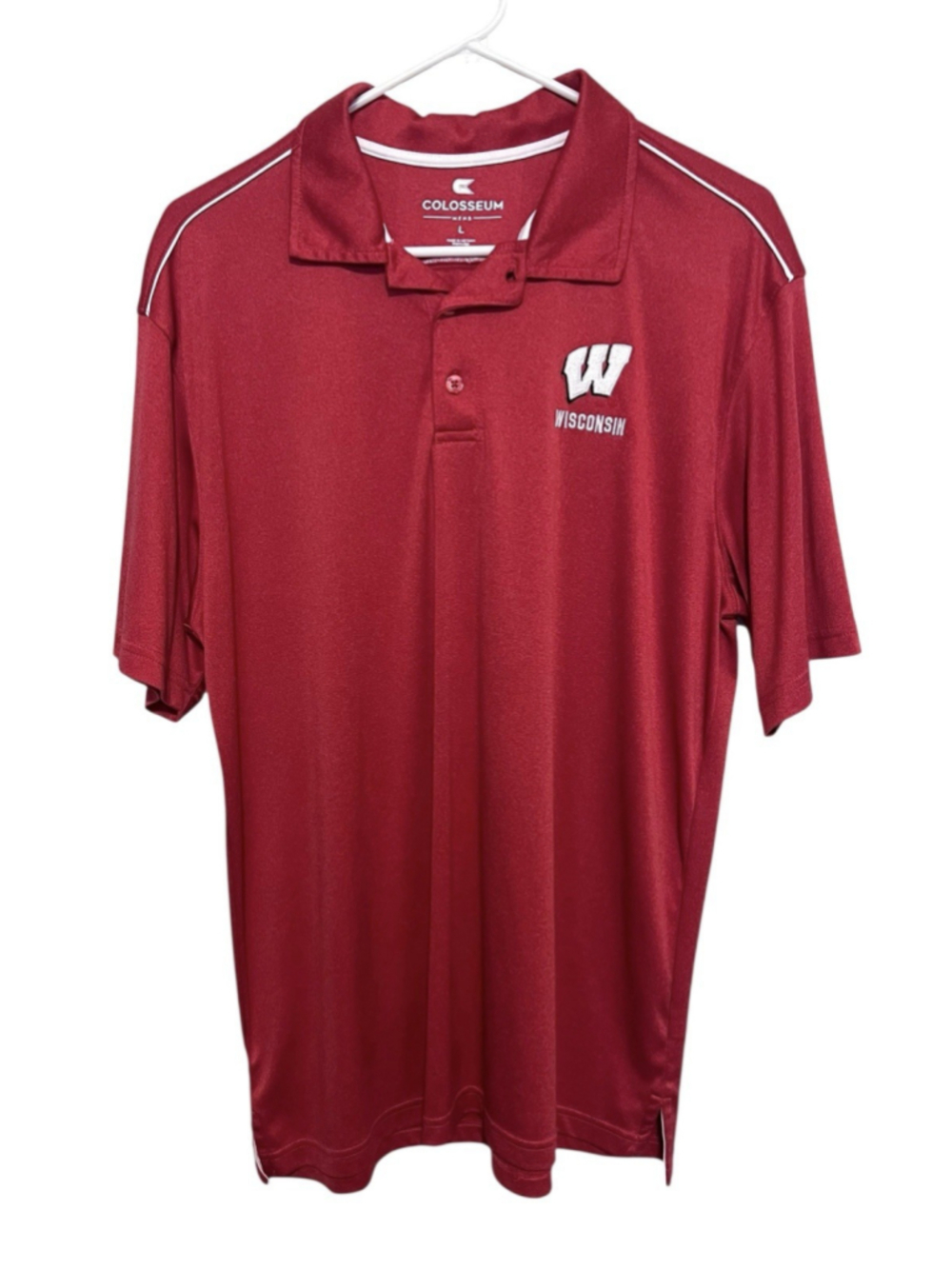Colosseum Wisconsin Badgers Polo Golf Shirt Men’s Large Breathable Short Sleeve